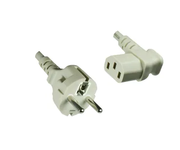 DINIC Netzkabel Europa CEE 7/7 auf C13 abgewinkelt, 0,75 mm², VDE, grau, Länge 1,80m